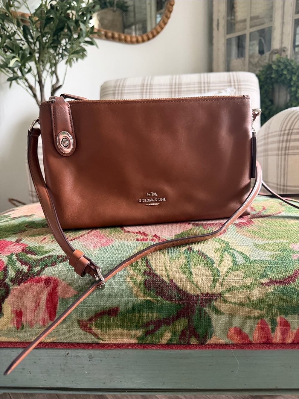 Coach Brown Leather Slim Crossbody